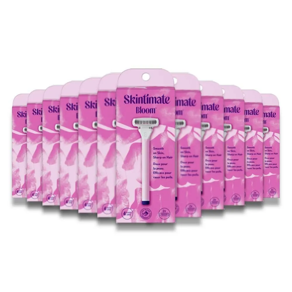 Skintimate - Bloom Women's Razor Kit, 1 Razor Handle 2 Refills - 12 Pack