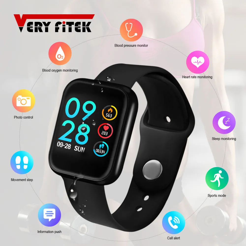 VERYFiTEK P70 Smart Watch Blood Pressure Heart Rate Monitor IP68 Fitness Bracelet Watch Women Men Smartwatch for IOS Android