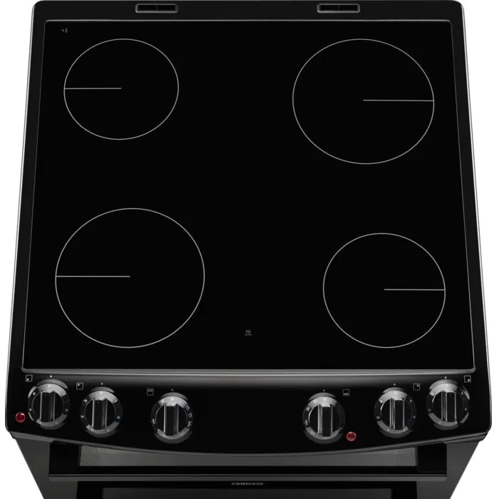 Zanussi ZCV66050BA Ceramic Electric Cooker with Double Oven, Black, A Rated